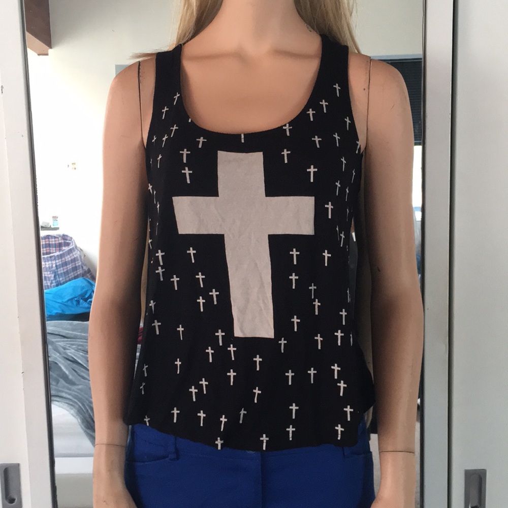 Cute Black & Grey Cross Tank